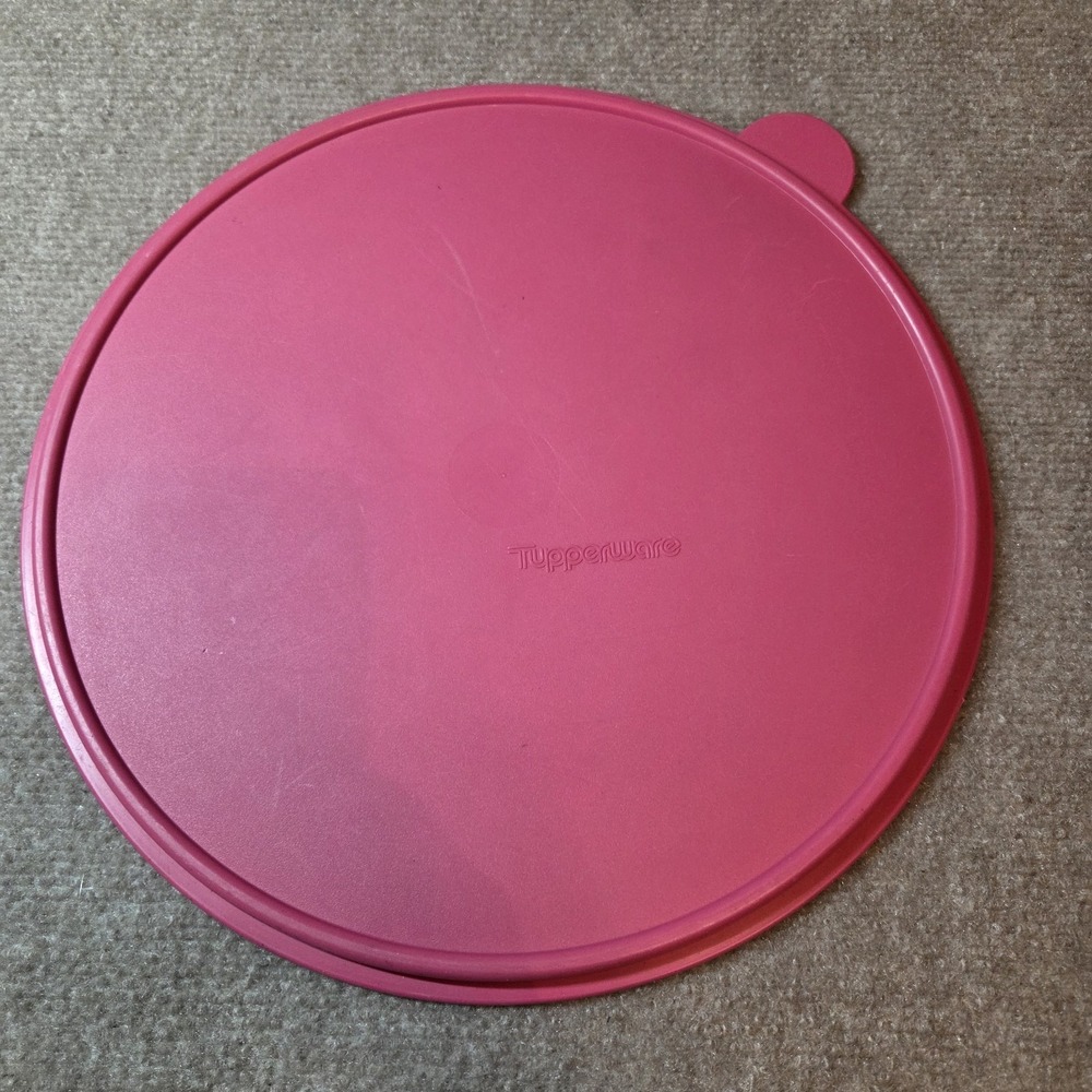 VTG TUPPERWARE Replacement Lid Hot Pink "V" Tab Round 12" Part Large 2540A-2